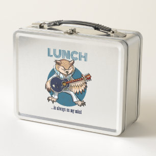 Lunch is altijd aan mijn hoofd gitaar uil Cartoon