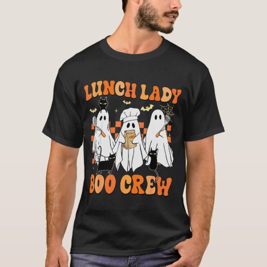 Lunch Lady Boo Crew Ghost Chef Funny Cafeteria Wor T-shirt (Voorkant)