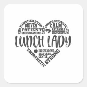 Lunch lady, Cafeteria, lunchdame werkster Vierkante Sticker