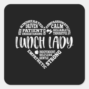 Lunch lady, Cafeteria, lunchdame werkster Vierkante Sticker