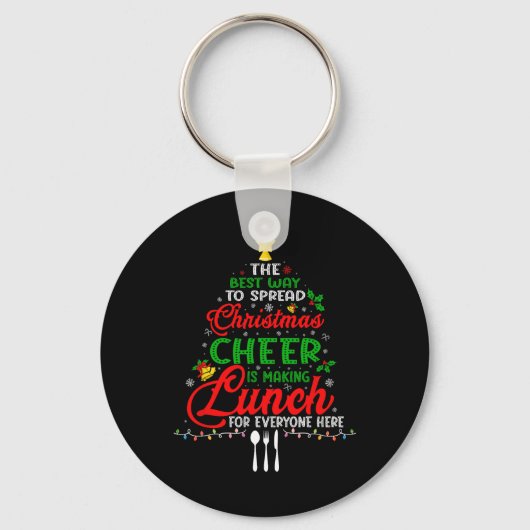 Lunch Lady Christmas Xmas School Cafeteria Lunch L Sleutelhanger (Voorkant)