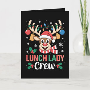 Lunch Lady Crew Kerst Reindeer Kerstverlichting Kaart