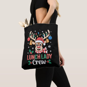 Lunch Lady Crew Kerst Reindeer Xmas Lichtjes Draagtas