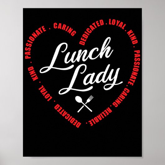 Lunch Lady Dedicated Loyal Kind Passionate Caring Poster (Voorkant)