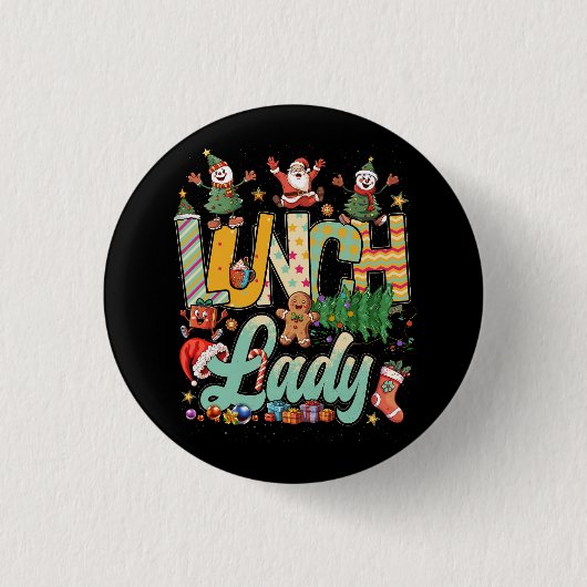 Lunch Lady kerstboom - kerstkerstkerstkerstman met Ronde Button 3,2 Cm (Voorkant)