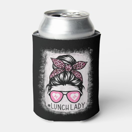 Lunch Lady Life Bleached Shirts Pink Leopard Messy Blikjeskoeler (Blikje Voorkant)