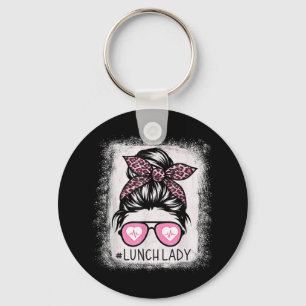 Lunch Lady Life Bleaching Shirten Pink Leopard Mes Sleutelhanger