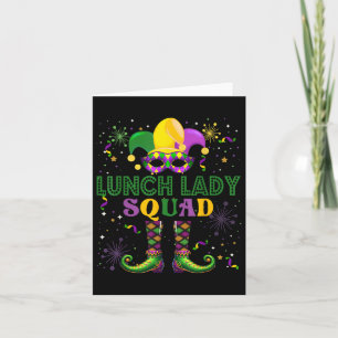 Lunch Lady Squad Mardi Gras Gemaskerde Trots Team Kaart