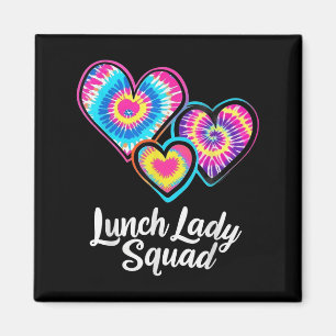 Lunch Lady Squad Tie Dye Hearts Cafetaria Personee Magneet