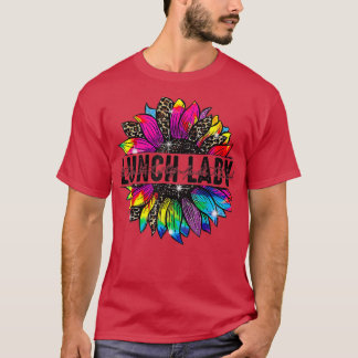 Lunch Lady Sunflower Leopard Tie Dye terug naar Sc T-shirt