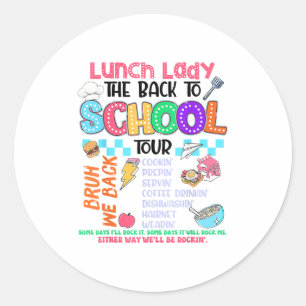 Lunch Lady Terug naar school Tour Cafetaria Crew Ronde Sticker