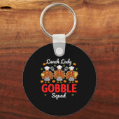 Lunch Lady Thanksgiving Funny Gobble Squad Sleutelhanger (Voorkant)