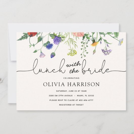 Lunch met de uitnodiging van de Bride Wildflower S (Voorkant)