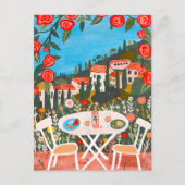 Lunch met een Uitzicht platteland Gouache schilder Briefkaart (Voorkant)