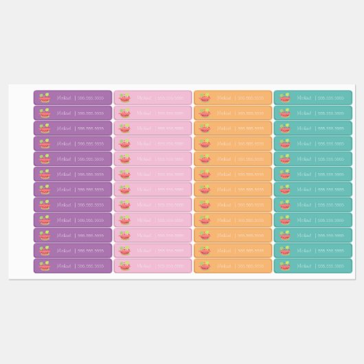 Lunch-naam watermeloen op school labels (Vel)