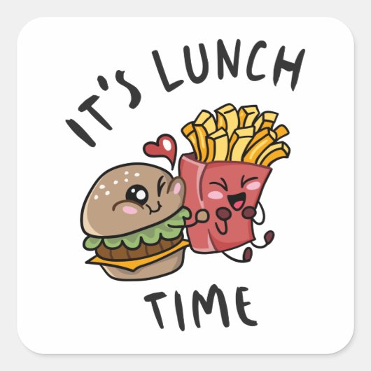 Lunch Time Vierkante Sticker (Voorkant)