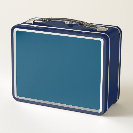 Lunchbox en métal à rayures rétro (bleu marine Mul (Dos)