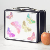 Lunchbox en métal avec papillons (En situation)