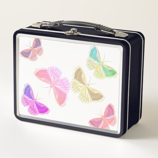Lunchbox en métal avec papillons (Devant)