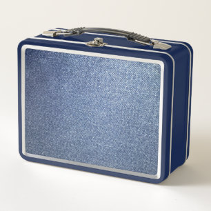 Lunchbox en métal bleu Jean