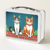 Lunchbox en métal de deux chats (Dos)
