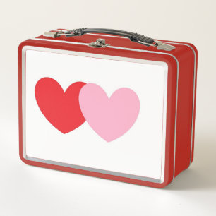 Lunchbox en métal de style rétro avec Coeurs ros