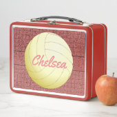 Lunchbox en métal de volley-ball personnalisé sur  (En situation)