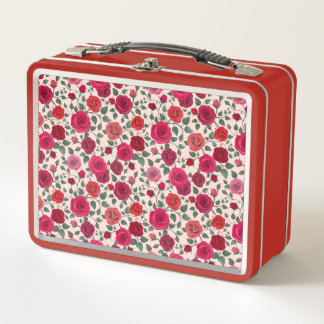 Lunchbox en métal Fleurs roses