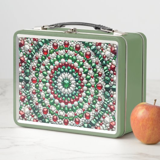 Lunchbox en métal inoxydable aux couleurs italienn (En situation)