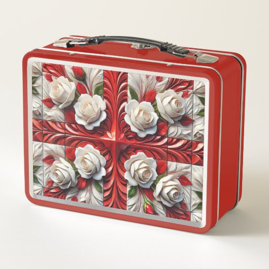 Lunchbox en métal inoxydable avec design Rose angl (Dos)