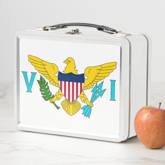 Lunchbox en métal inoxydable avec drapeau des îles (En situation)
