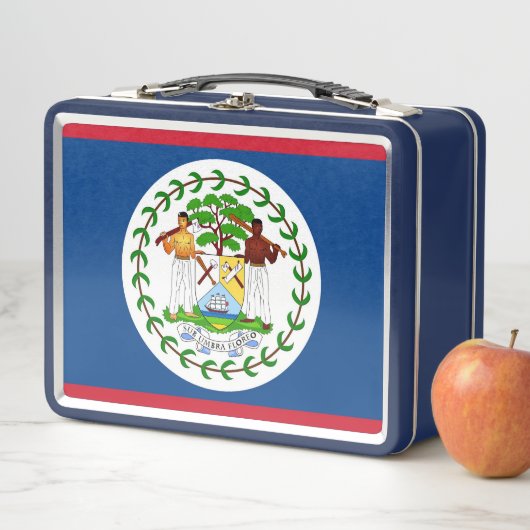 Lunchbox en métal inoxydable avec drapeau du Beliz (En situation)