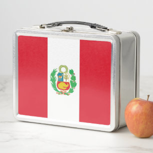 Lunchbox en métal inoxydable avec drapeau du Pérou