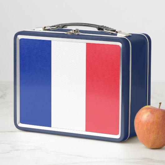 Lunchbox en métal inoxydable avec drapeau français (En situation)