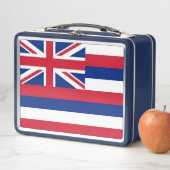 Lunchbox en métal inoxydable avec drapeau Hawaii (En situation)