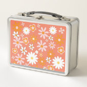 Lunchbox en métal orange rétro des années 1960 (Devant)