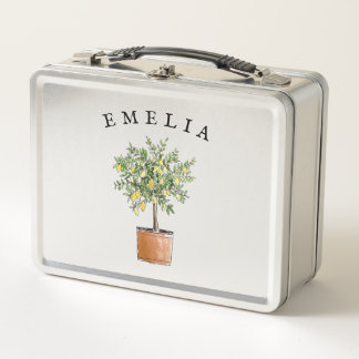 Lunchbox en métal pour fille personnalisée citron 