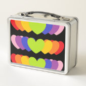 Lunchbox en métal rétro avec coeur arc-en-ciel  (Dos)