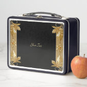 Lunchbox Floral Orné Noir Or (En situation)