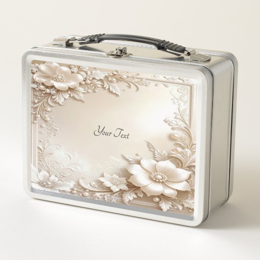 Lunchbox met ivoren bloemen (Voorkant)