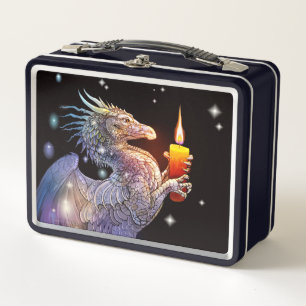 Lunchbox métallique avec dragons et bougies