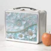 Lunchbox turquoise blanc (En situation)