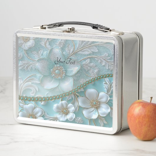 Lunchbox turquoise blanc (En situation)