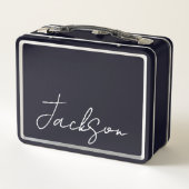 Lunchbox van metaal met naam (Achterkant)