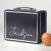 Lunchbox van metaal met naam (In situ)