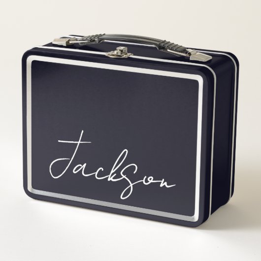 Lunchbox van metaal met naam (Voorkant)