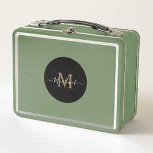 Lunchbox vert avec nom personnalisé et code QR