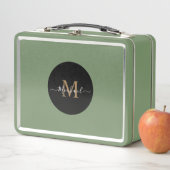 Lunchbox vert avec nom personnalisé et code QR (En situation)