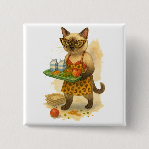 Lunchdame Levenscoach voor Kattenliefhebbers Vierkante Button 5,1 Cm