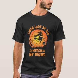 Lunchdame overdag Heks bij Nacht Halloween School T-shirt